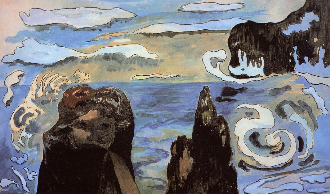 At the Black Rocks - Paul Gauguin Painting